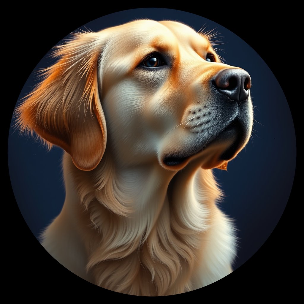 Cosmic medallion portrait of GRLS_grlsTR2641ZZ, a Golden Retriever