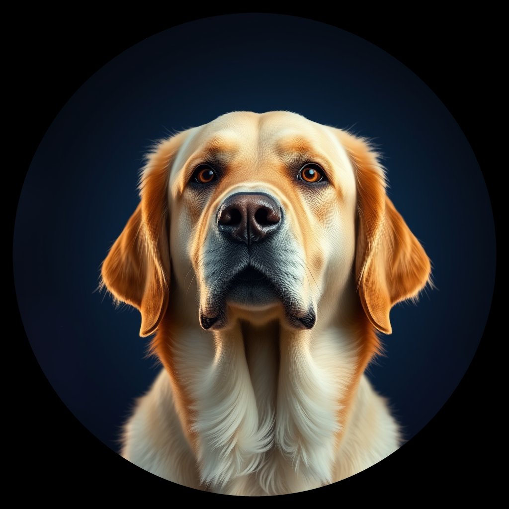 Cosmic medallion portrait of GRLS_grlsTS0IN499, a Golden Retriever