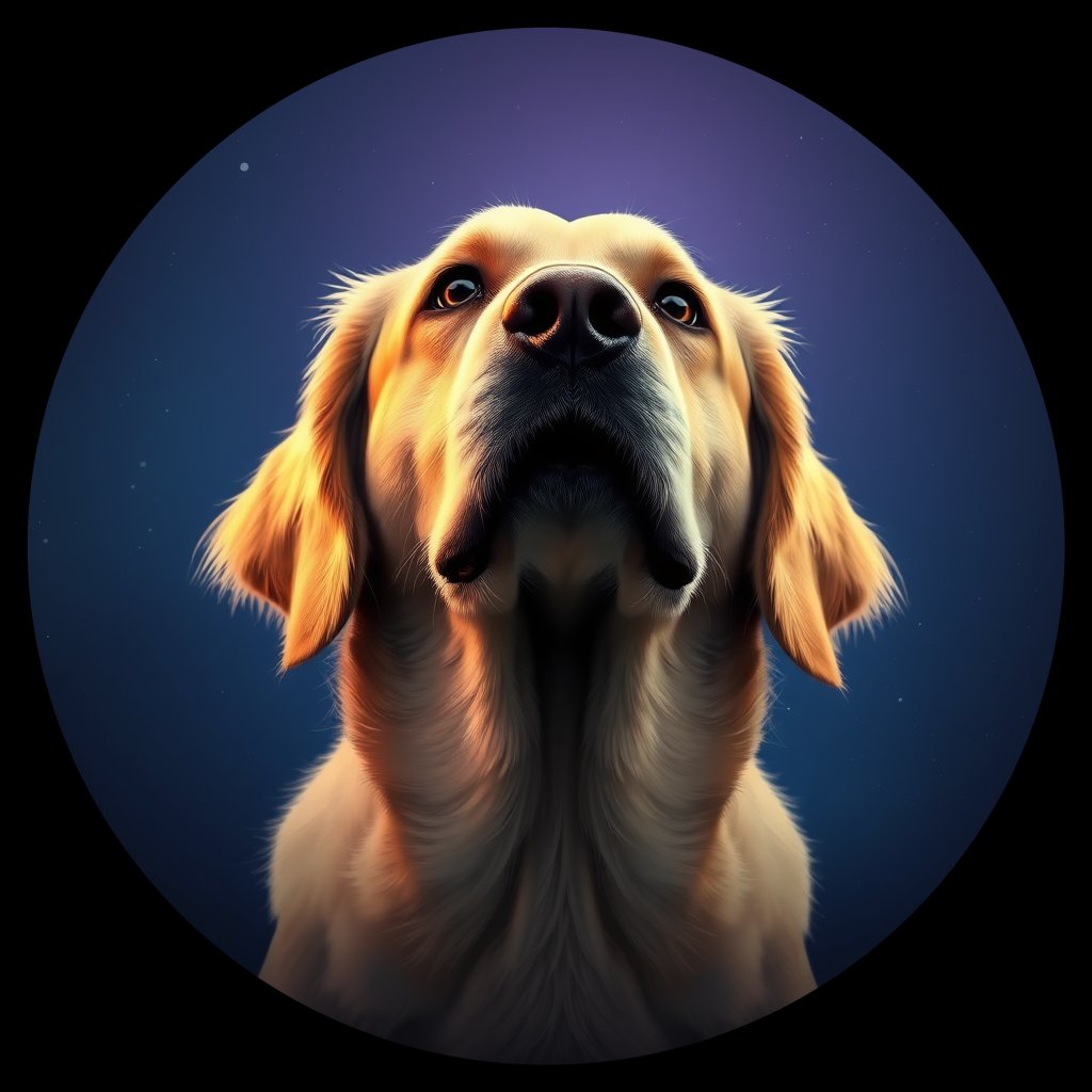 Cosmic medallion portrait of GRLS_grlsTYR5PO55, a Golden Retriever