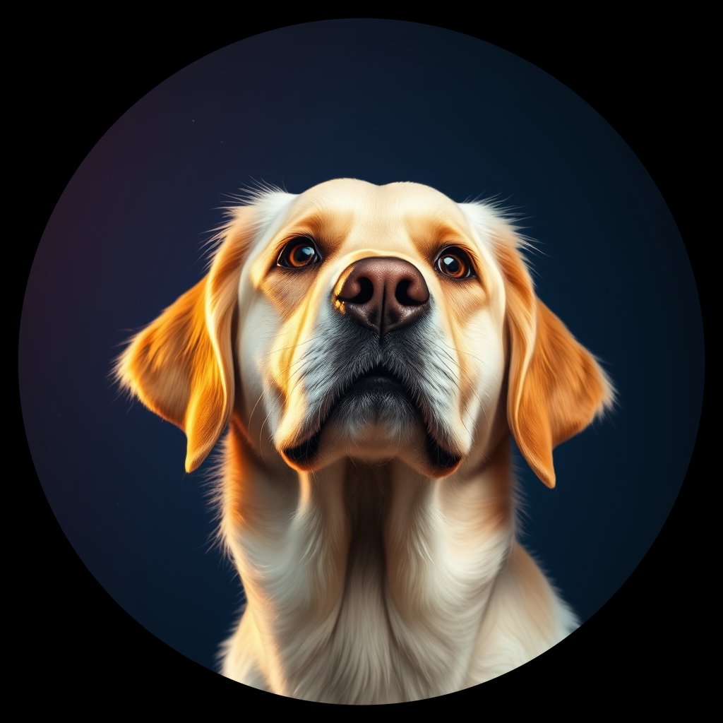 Cosmic medallion portrait of GRLS_grlsVCLYL133, a Golden Retriever