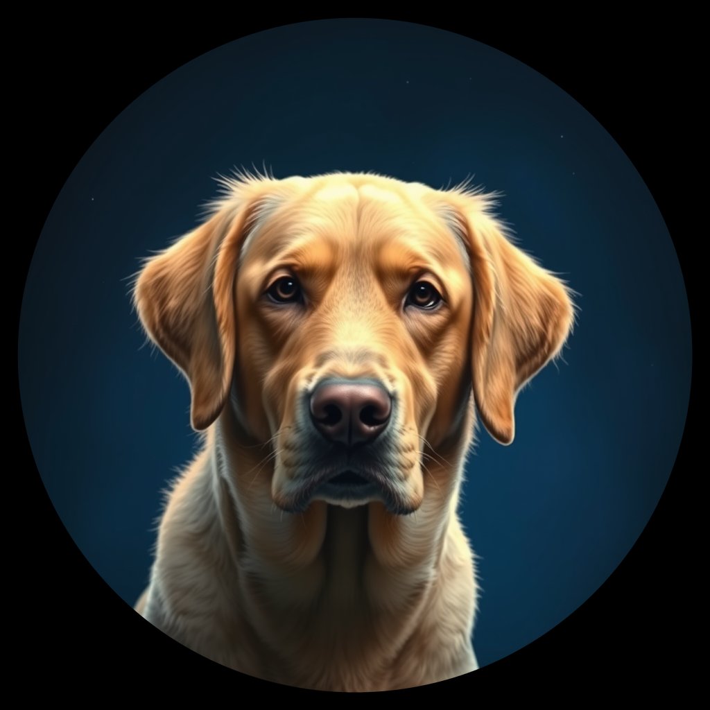 Cosmic medallion portrait of GRLS_grlsVNUD5NN, a Golden Retriever