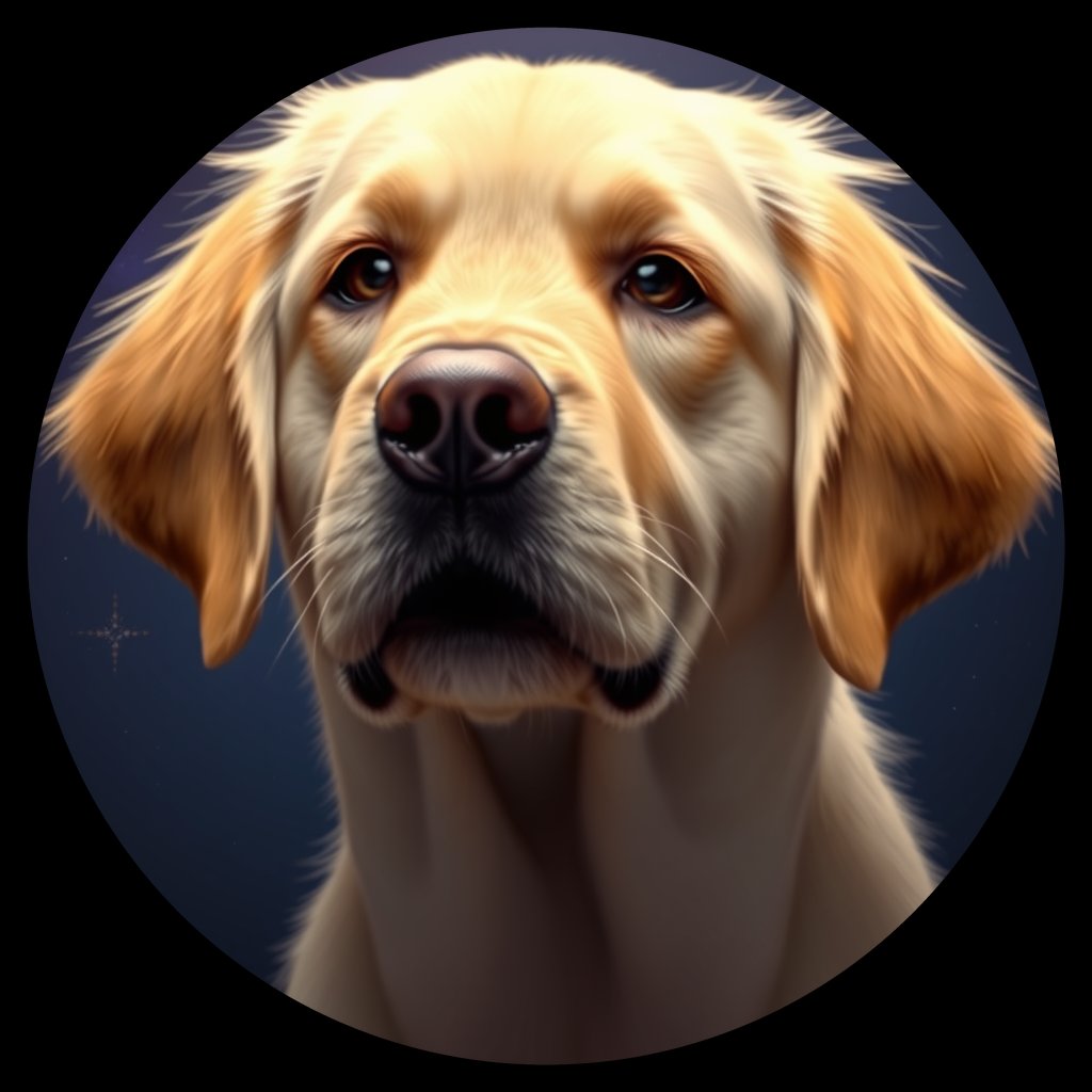 Cosmic medallion portrait of GRLS_grlsVP2MB000, a Golden Retriever