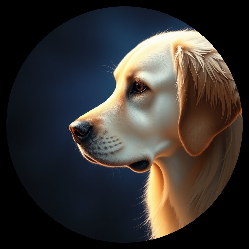 Cosmic medallion portrait of GRLS_grlsWNCB12KK, a Golden Retriever
