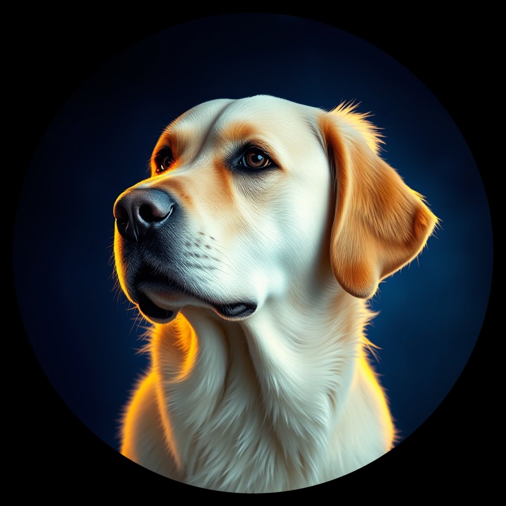 Cosmic medallion portrait of GRLS_grlsWU0HIATT, a Golden Retriever