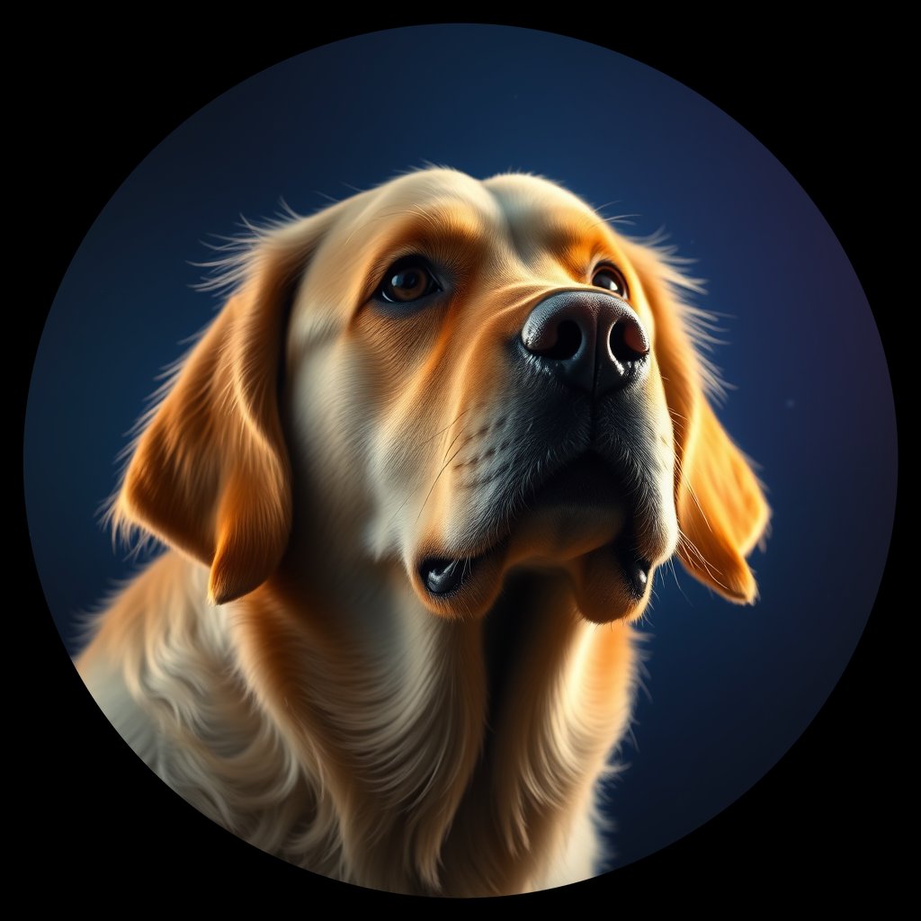 Cosmic medallion portrait of GRLS_grlsXWCBVG66, a Golden Retriever
