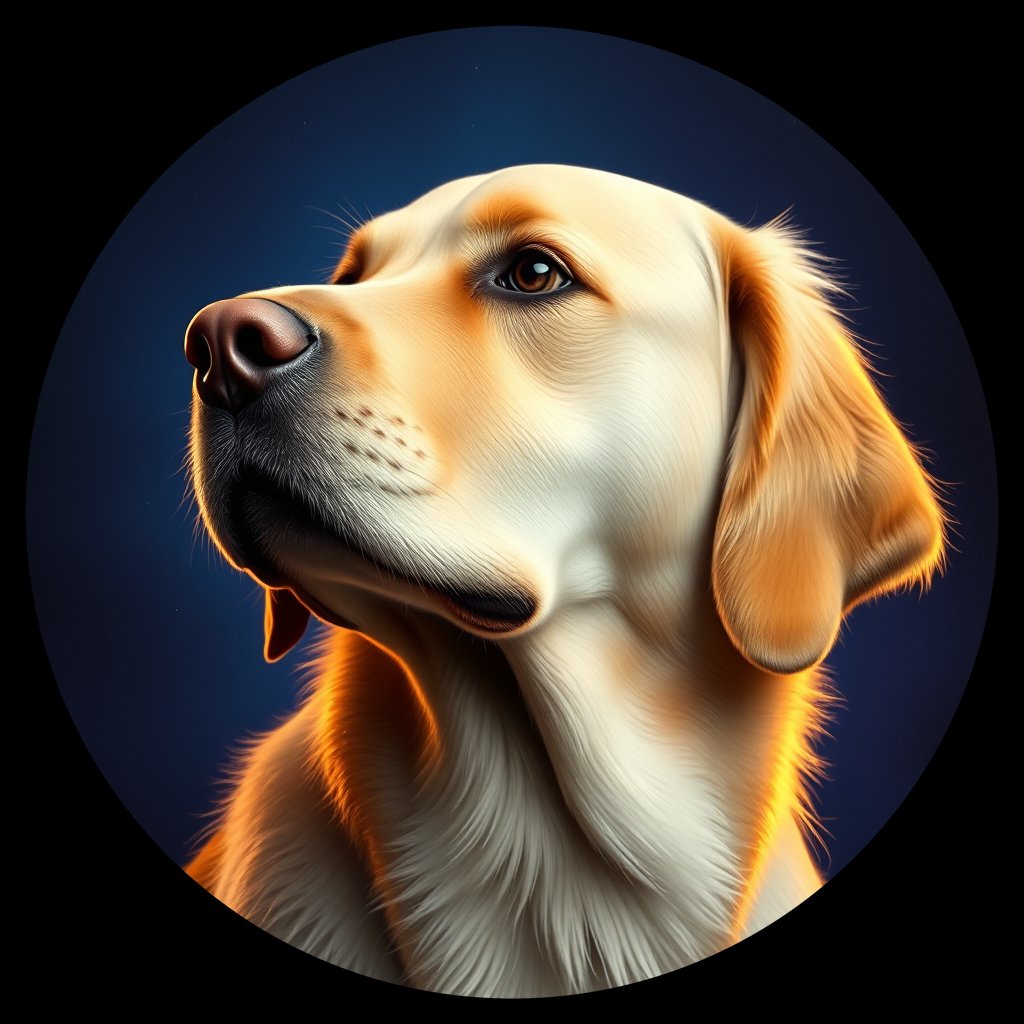 Cosmic medallion portrait of GRLS_grlsY02BS133, a Golden Retriever