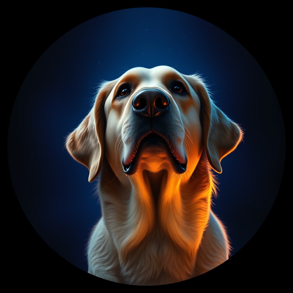 Cosmic medallion portrait of GRLS_grlsY3FOVPJJ, a Golden Retriever