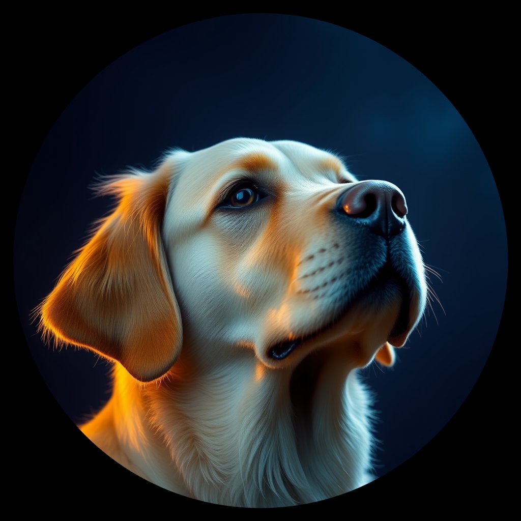 Cosmic medallion portrait of GRLS_grlsYNJ5HP33, a Golden Retriever