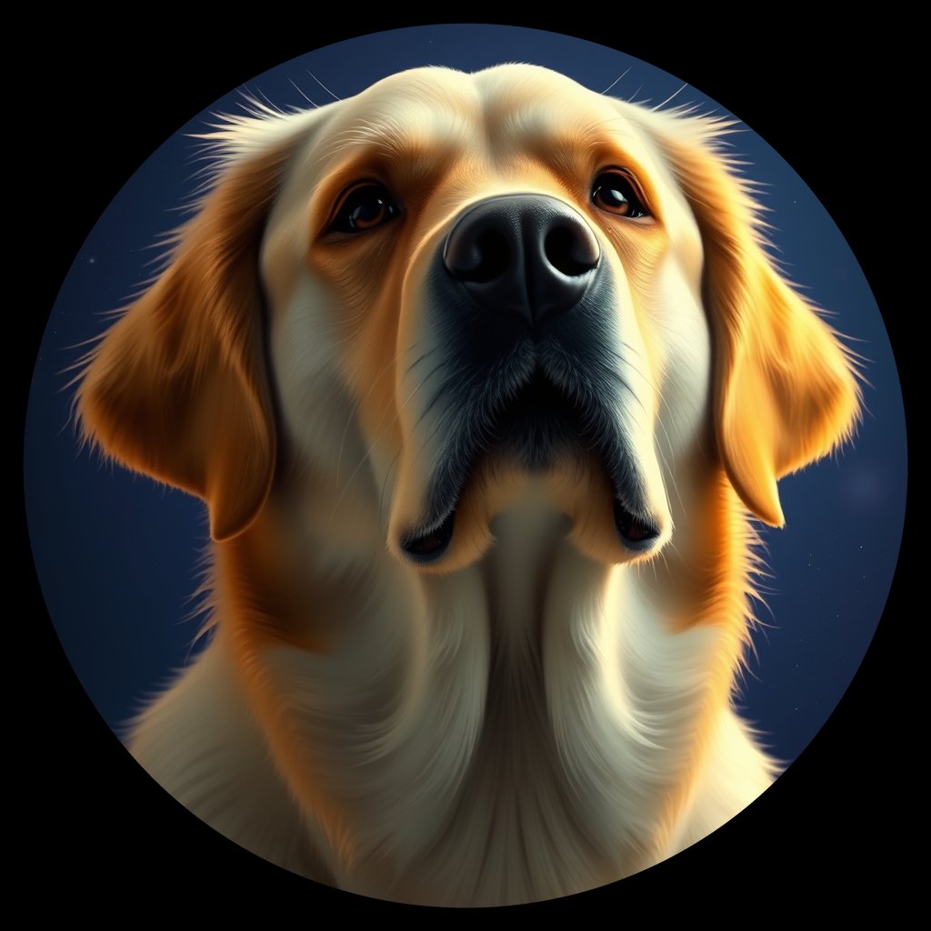 Cosmic medallion portrait of GRLS_grlsZ1000A99, a Golden Retriever