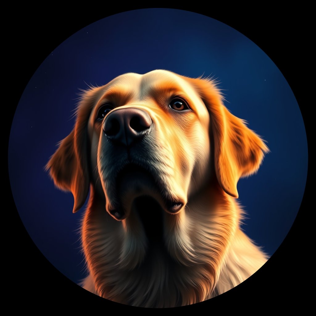 Cosmic medallion portrait of GRLS_grlsZ4TIVKHH, a Golden Retriever