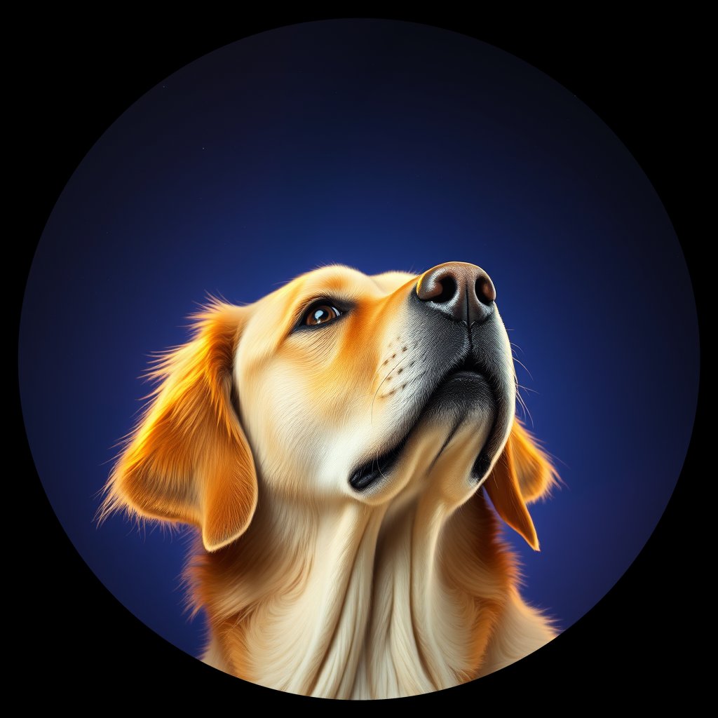 Cosmic medallion portrait of GRLS_grlsZNOI1B99, a Golden Retriever