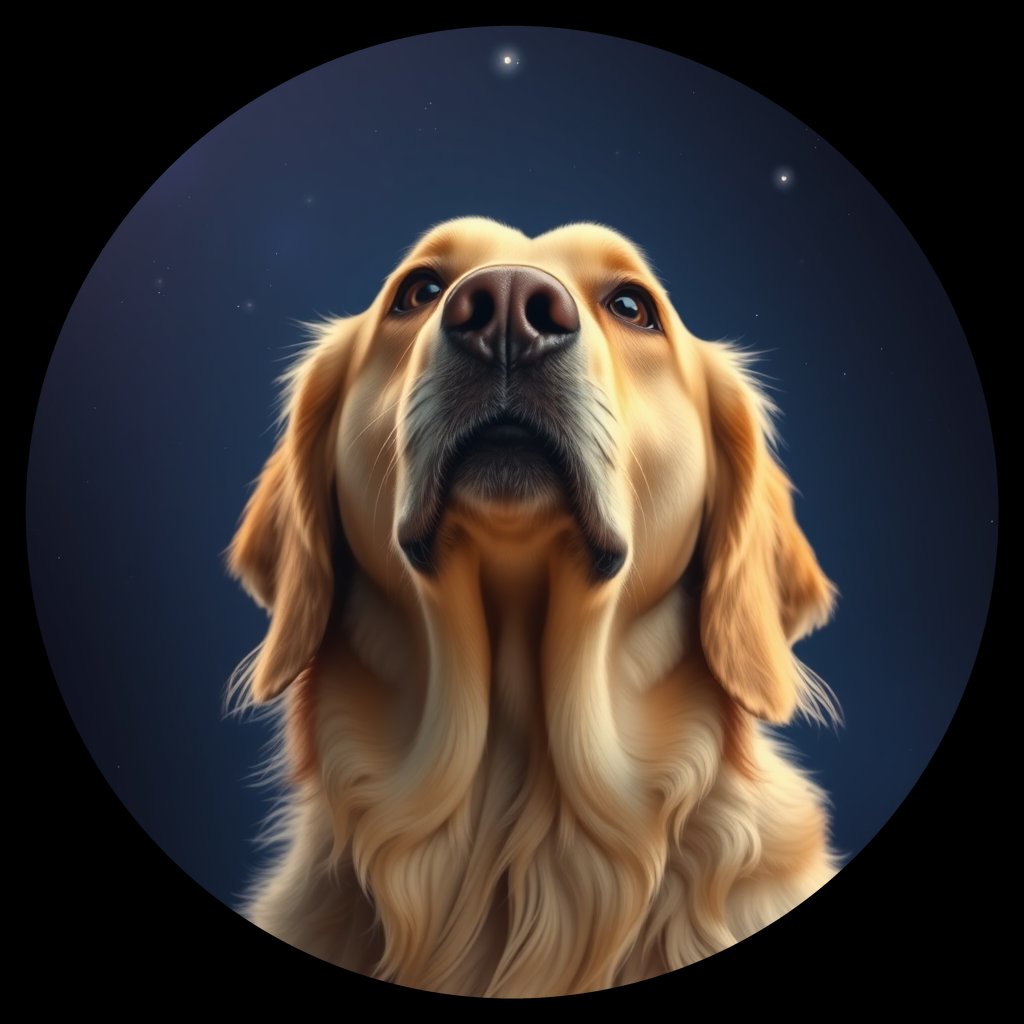 Cosmic medallion portrait of GRLS_grlsZQZ5W8YY, a Golden Retriever