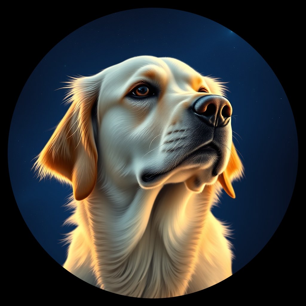 Cosmic medallion portrait of GRe_GT220_GRe_GT220, a Golden Retriever