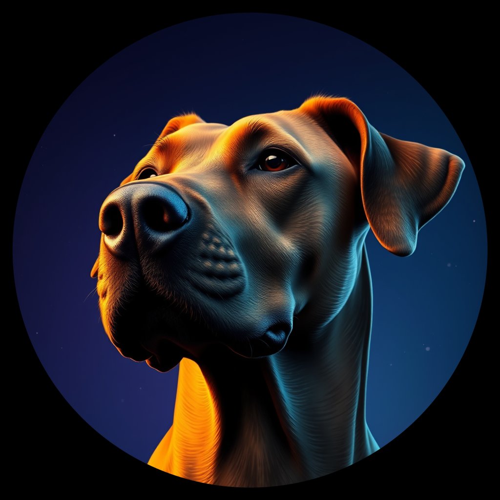 Cosmic medallion portrait of GRe_GT221_GRe_GT221, a Rhodesian Ridgeback