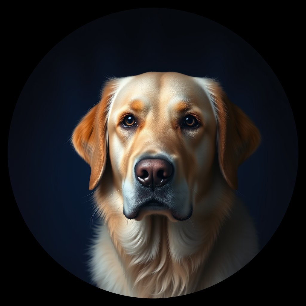 Cosmic medallion portrait of GRe_GT223_GRe_GT223, a Golden Retriever