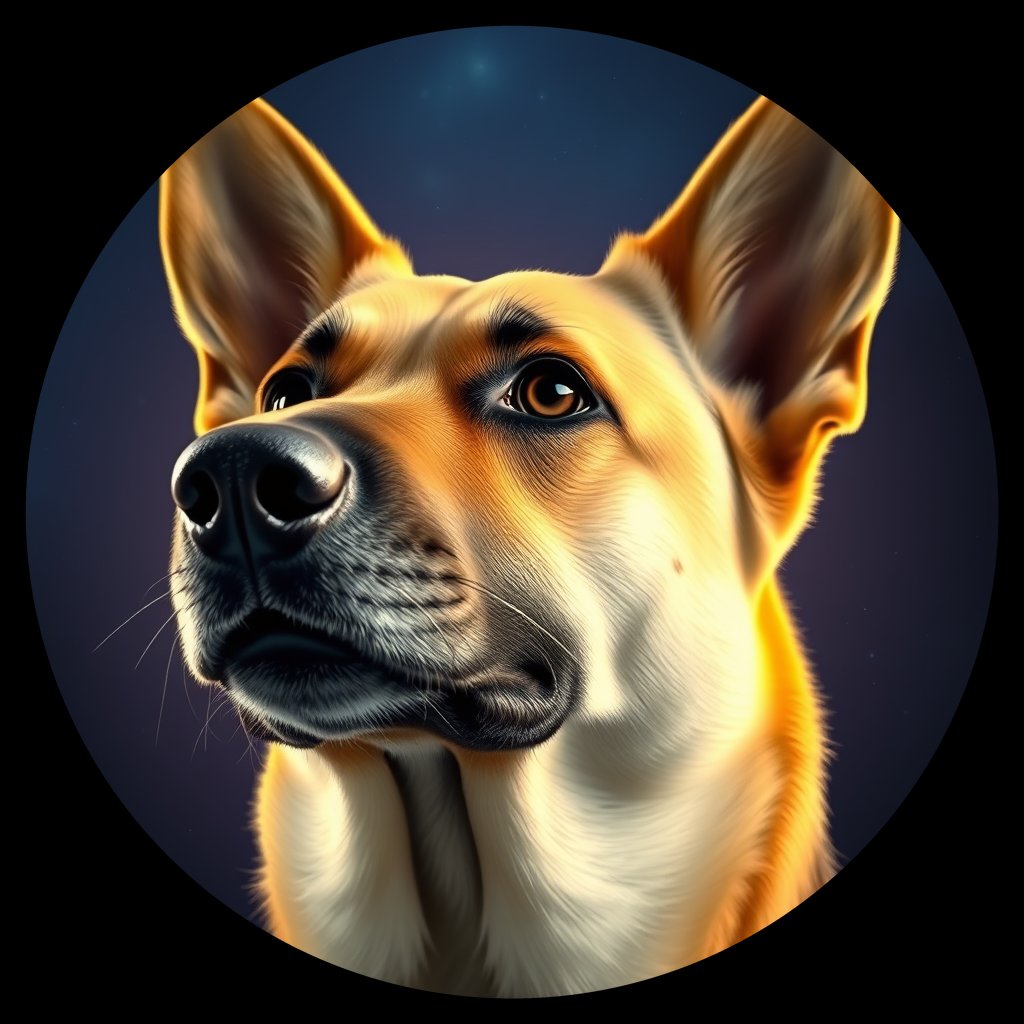 Cosmic medallion portrait of GSD_GSh_0GT207, a German Shepherd