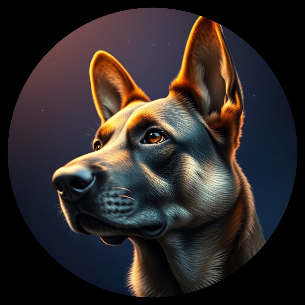 Cosmic medallion portrait of GSHP_GSHP_15394, a German Shepherd