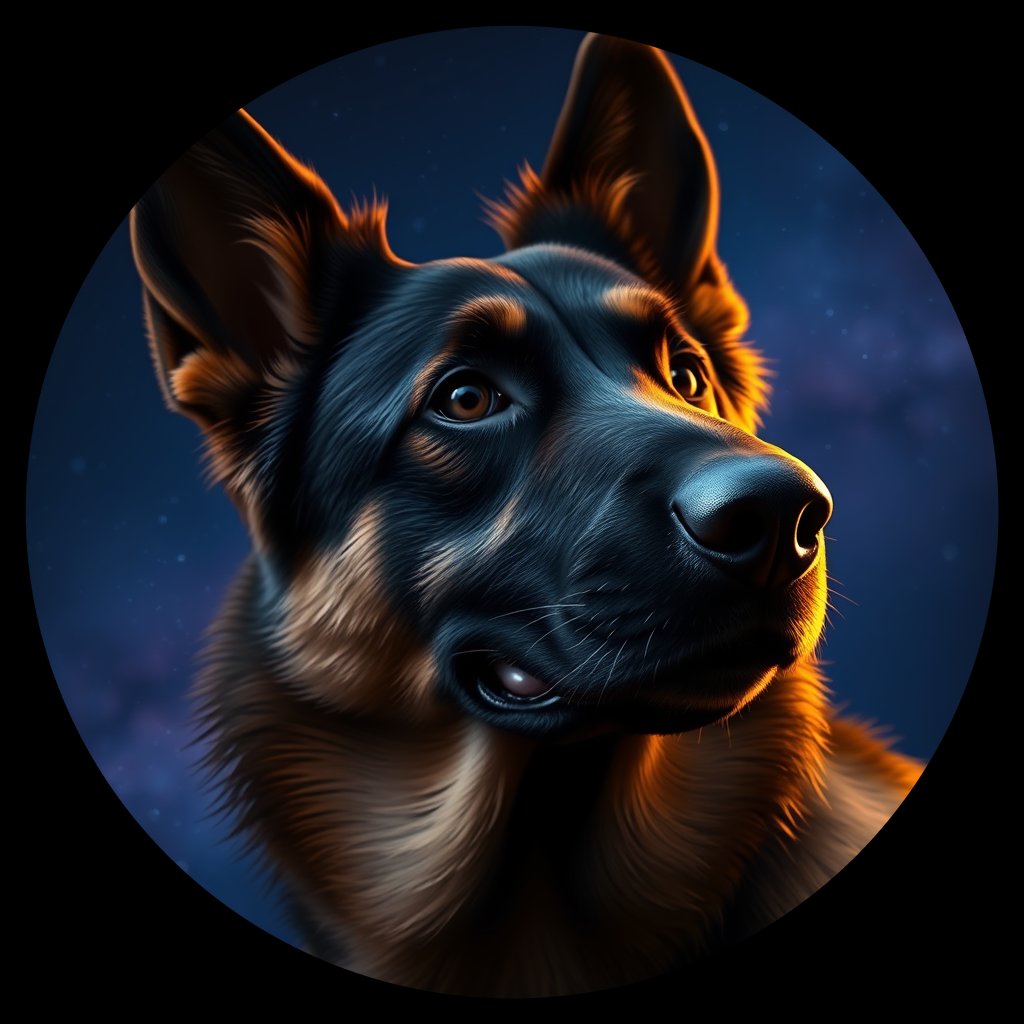 Cosmic medallion portrait of GSHP_GSHP_27023, a German Shepherd