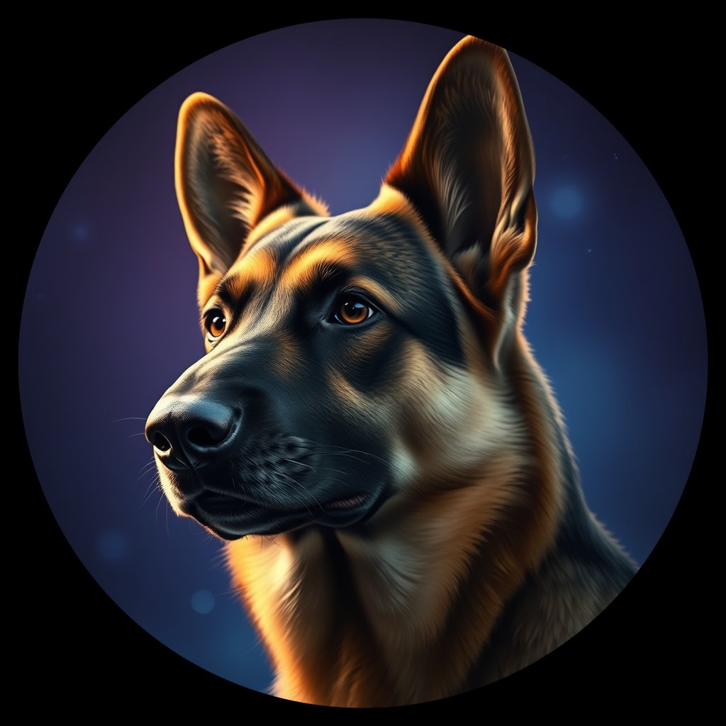 Cosmic medallion portrait of GSHP_GSHP_28771, a German Shepherd