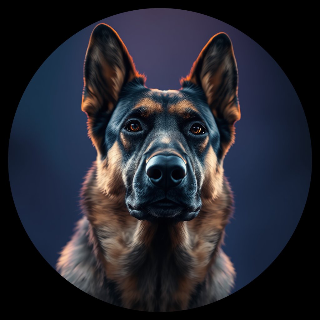 Cosmic medallion portrait of GSHP_GSHP_29549, a German Shepherd