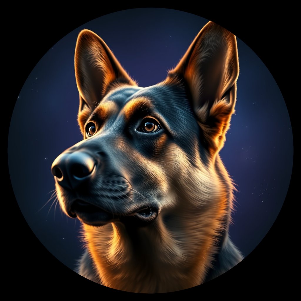 Cosmic medallion portrait of GSHP_GSHP_29550, a German Shepherd