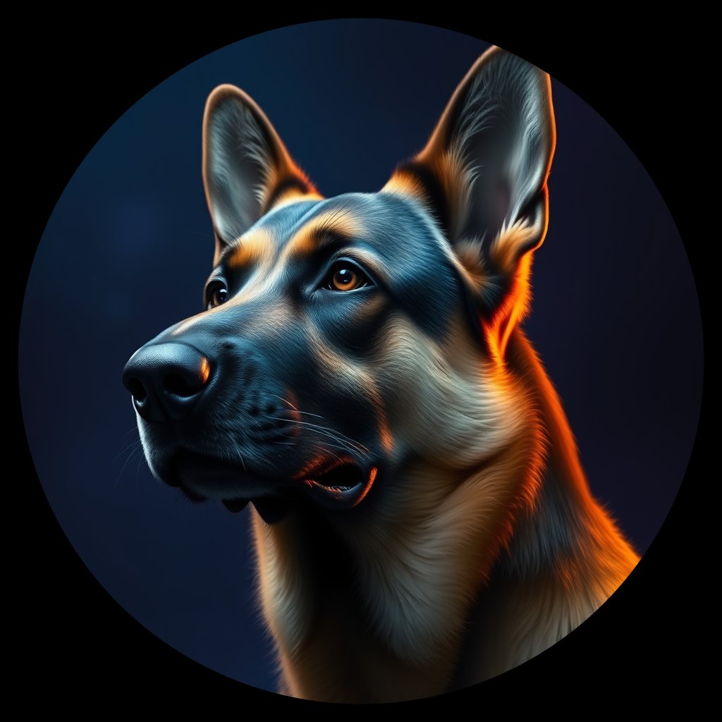 Cosmic medallion portrait of GSHP_GSHP_29551, a German Shepherd