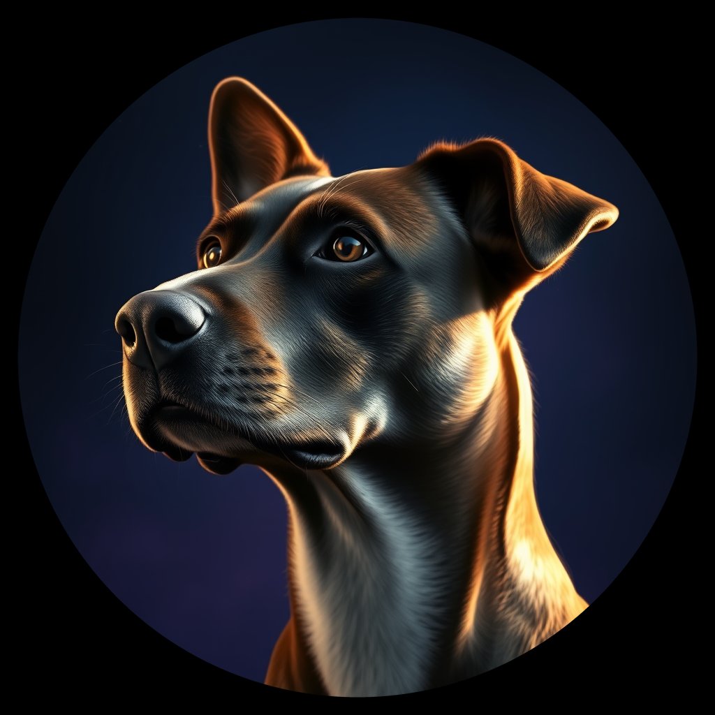 Cosmic medallion portrait of GSNZ_GSNZ_13267, a Village Dog Nz North