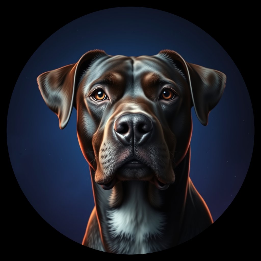 Cosmic medallion portrait of GSNZ_GSNZ_13273, a Village Dog Nz North