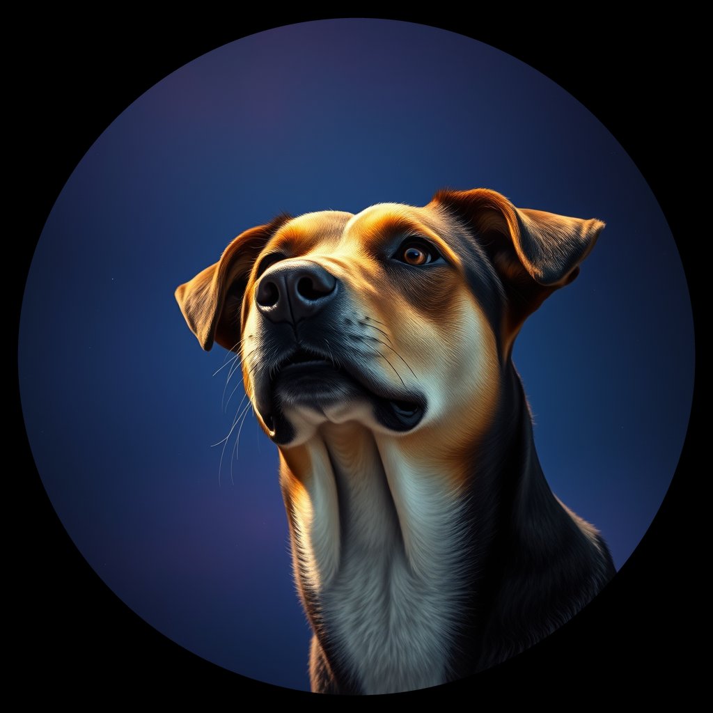 Cosmic medallion portrait of GSNZ_GSNZ_13276, a Village Dog Nz North