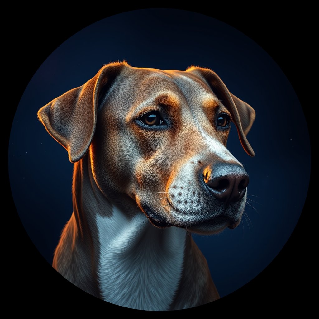 Cosmic medallion portrait of GSNZ_GSNZ_13553, a Village Dog Nz North