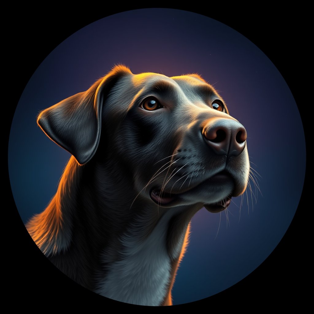 Cosmic medallion portrait of GSNZ_GSNZ_16154, a Village Dog Nz North