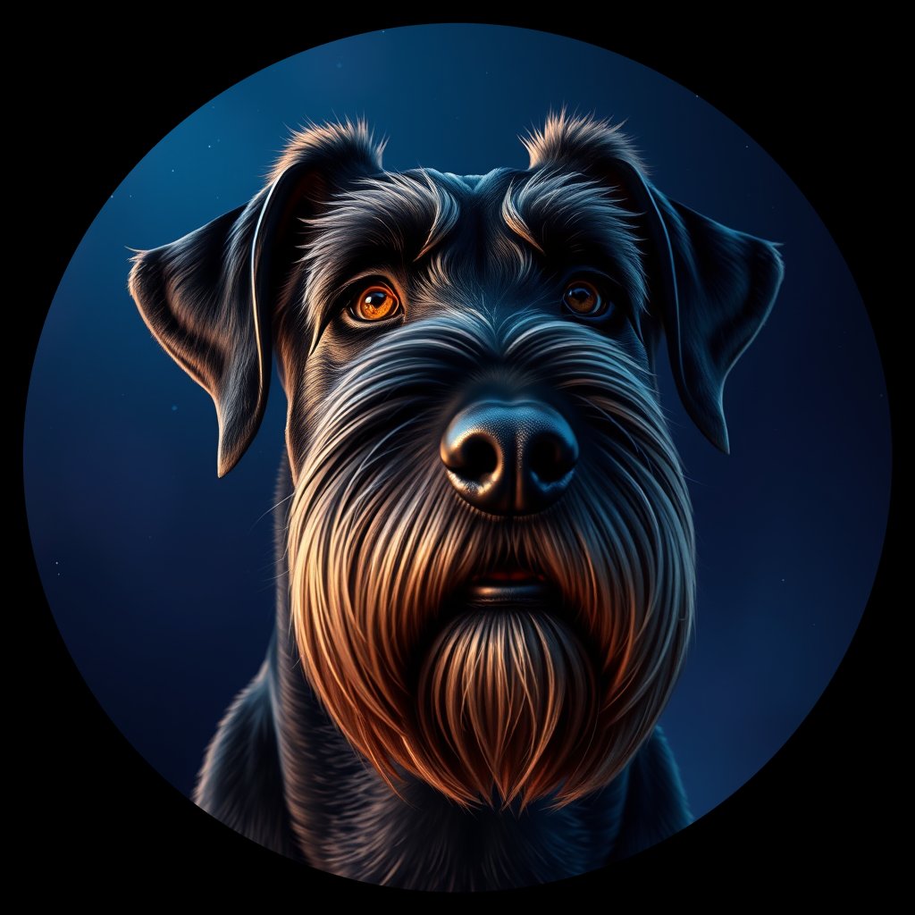 Cosmic medallion portrait of GS_29746_GS_29746, a Giant Schnauzer