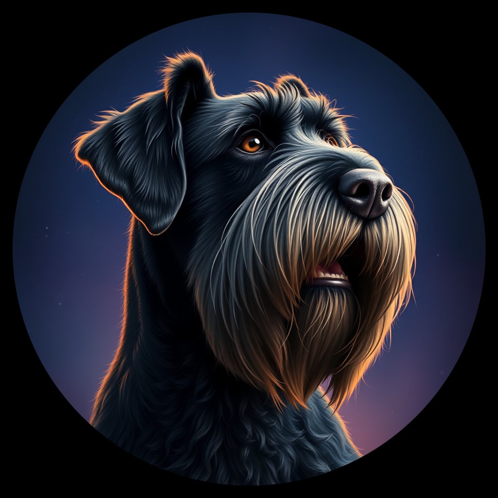 Cosmic medallion portrait of GS_32059_GS_32059, a Giant Schnauzer