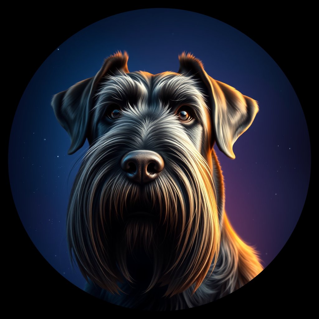 Cosmic medallion portrait of GS_32603_GS_32603, a Giant Schnauzer
