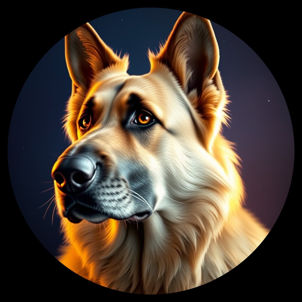 Cosmic medallion portrait of GSh_GT200_GSh_GT200, a German Shepherd