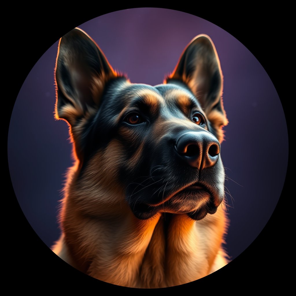 Cosmic medallion portrait of GSh_GT203_GSh_GT203, a German Shepherd