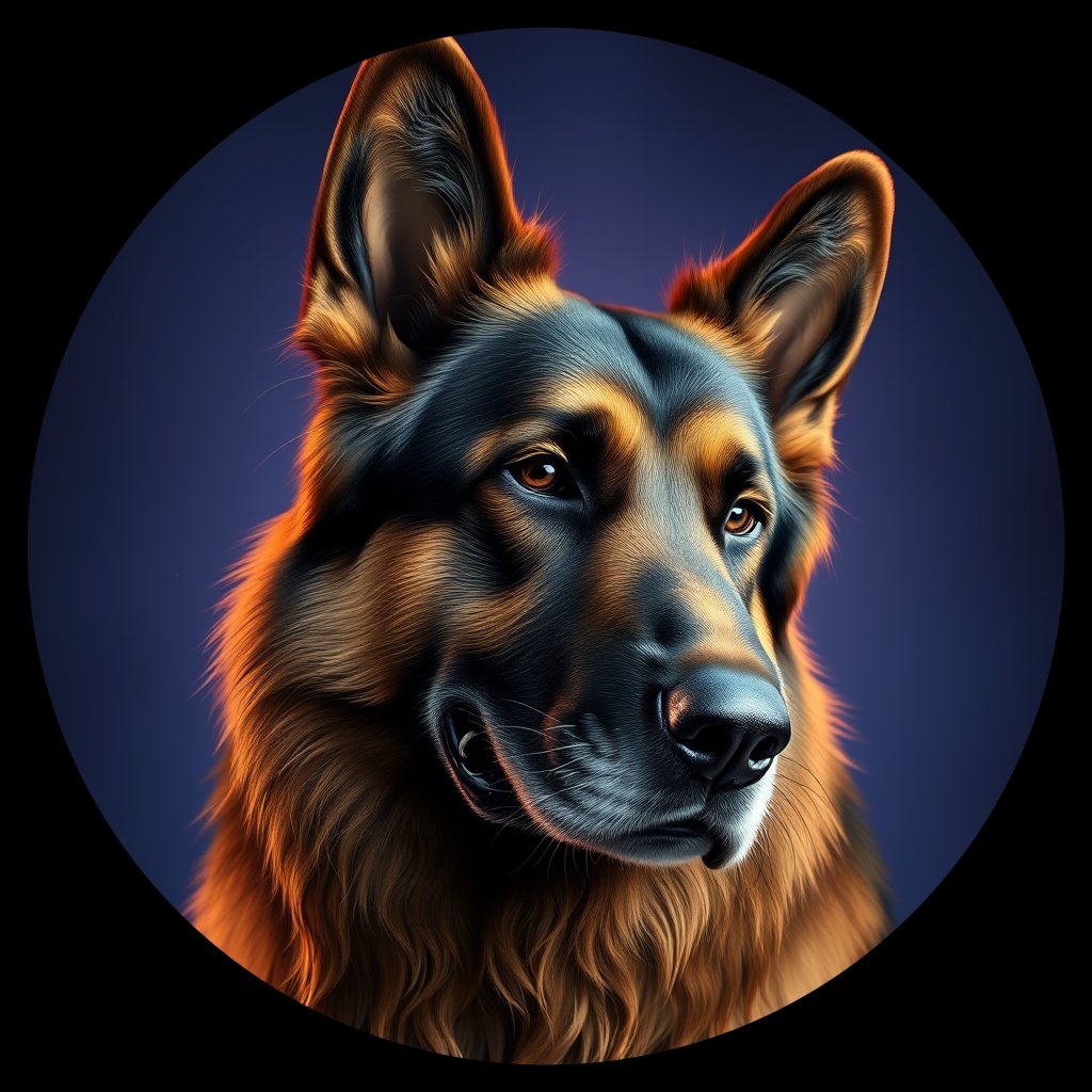Cosmic medallion portrait of GSh_GT206_GSh_GT206, a German Shepherd