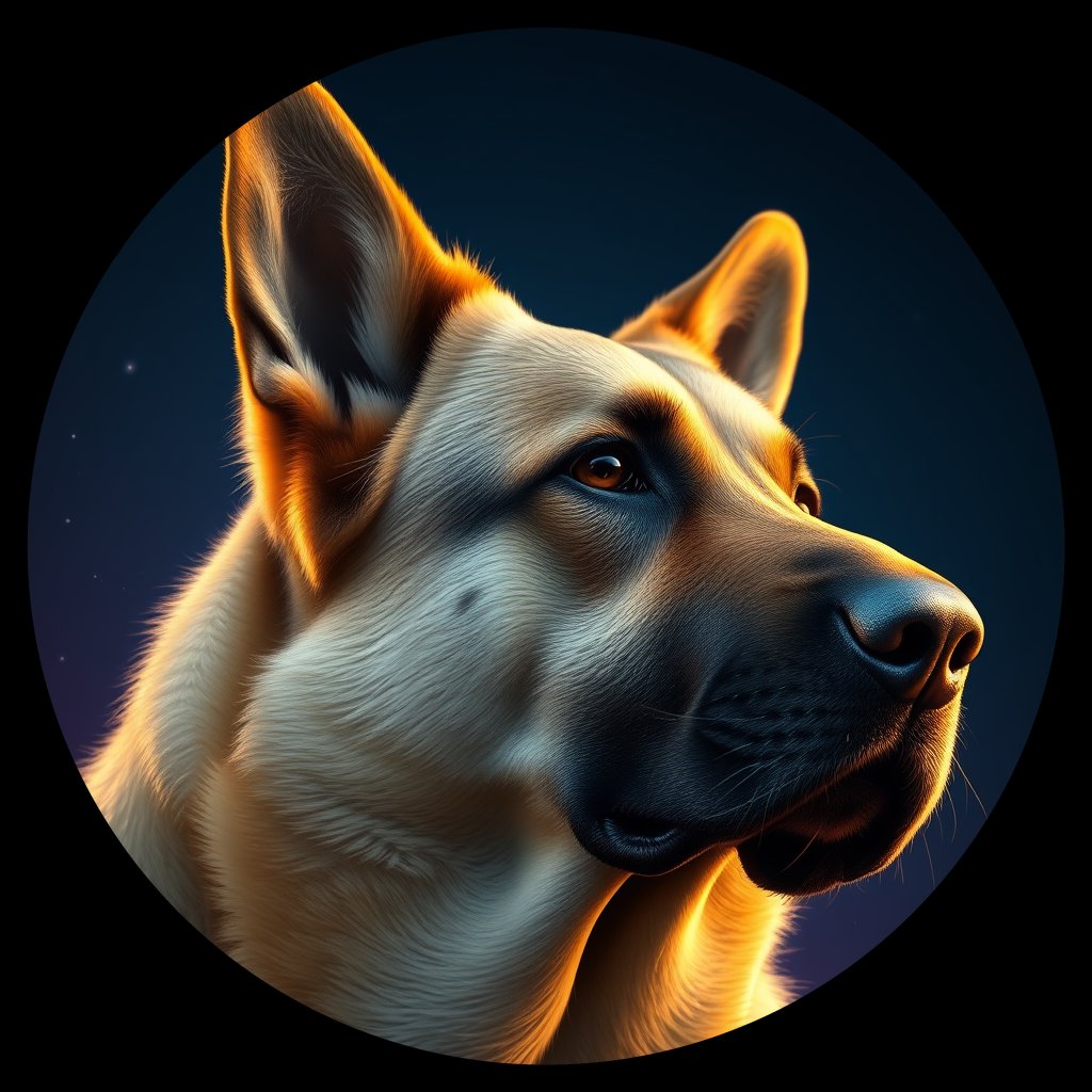 Cosmic medallion portrait of GSh_GT207_GSh_GT207, a German Shepherd