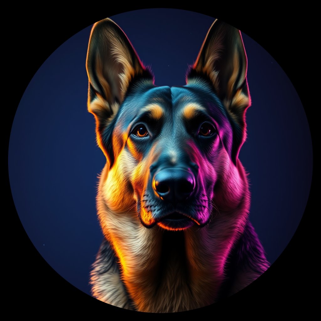 Cosmic medallion portrait of GSh_GT208_GSh_GT208, a German Shepherd