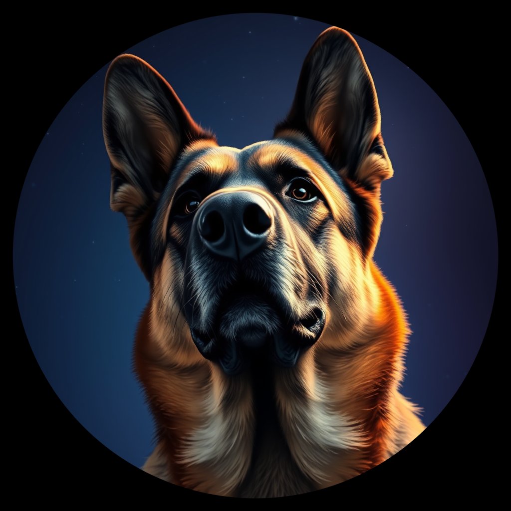 Cosmic medallion portrait of GSh_GT209_GSh_GT209, a German Shepherd