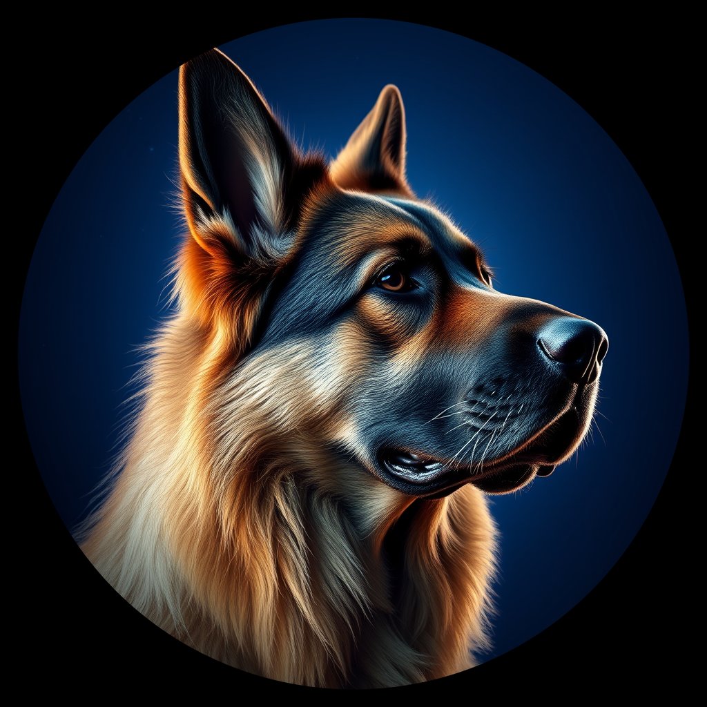 Cosmic medallion portrait of GSh_GT211_GSh_GT211, a German Shepherd