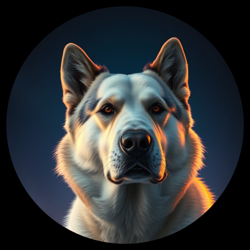 Cosmic medallion portrait of GSl_GT226_GSl_GT226, a Greenland Sledge Dog