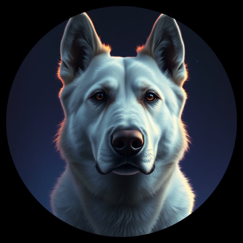 Cosmic medallion portrait of GSl_GT228_GSl_GT228, a Greenland Sledge Dog