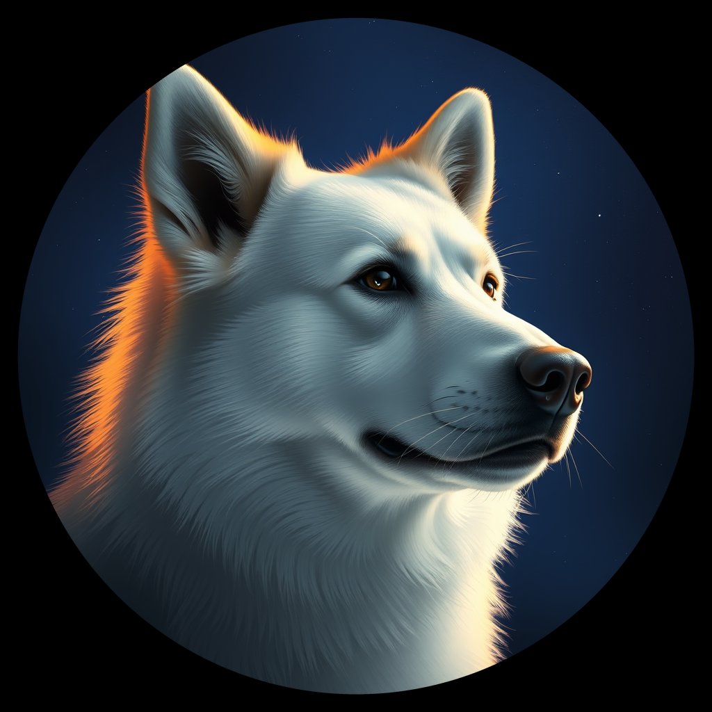 Cosmic medallion portrait of GSl_GT229_GSl_GT229, a Greenland Sledge Dog
