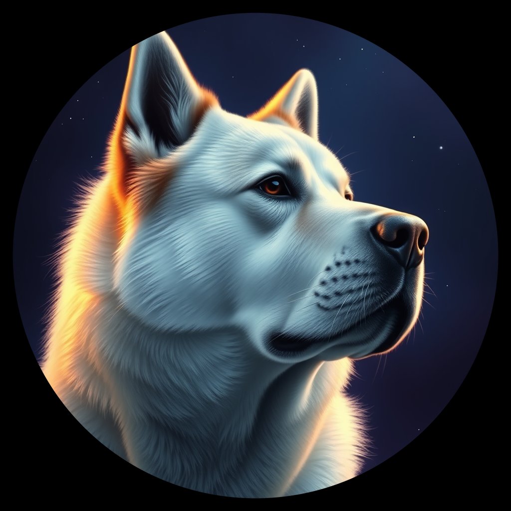 Cosmic medallion portrait of GSl_GT230_GSl_GT230, a Greenland Sledge Dog