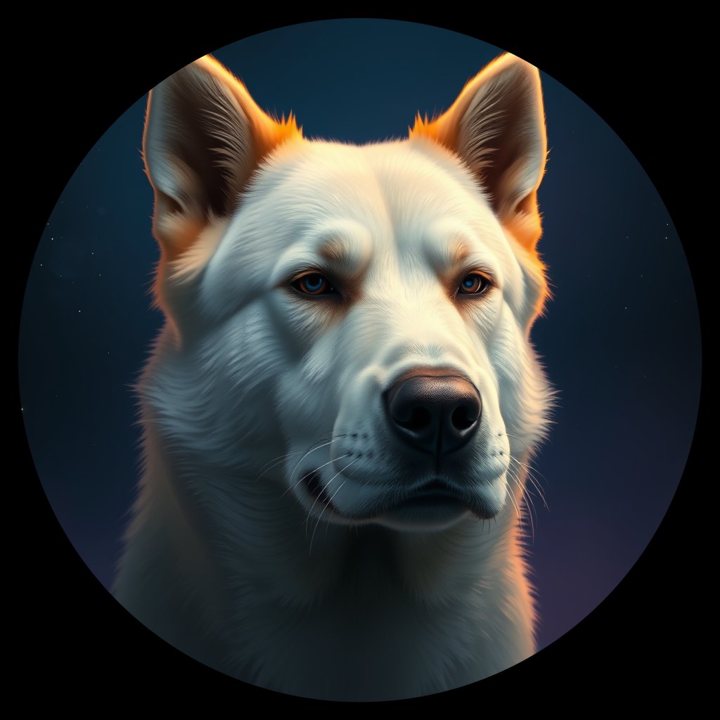 Cosmic medallion portrait of GSl_GT233_GSl_GT233, a Greenland Sledge Dog