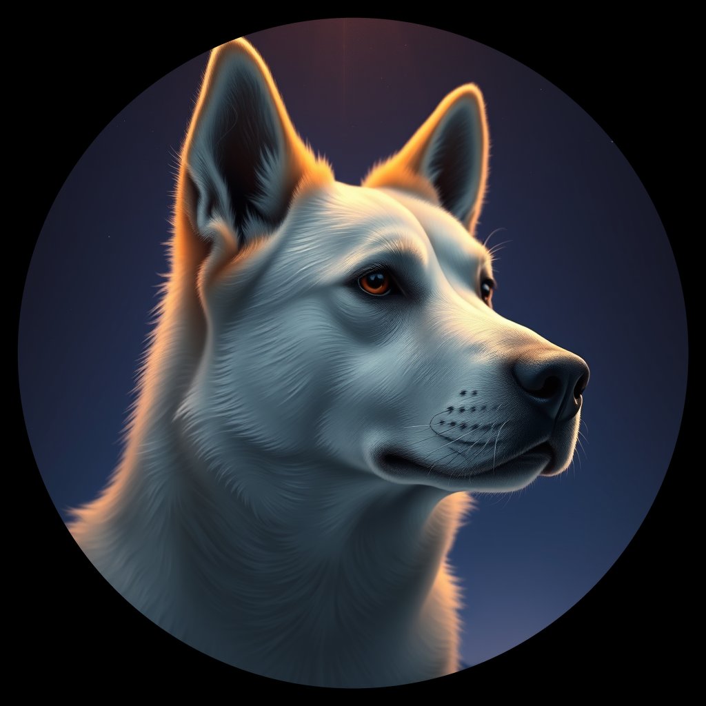 Cosmic medallion portrait of GSl_GT234_GSl_GT234, a Greenland Sledge Dog