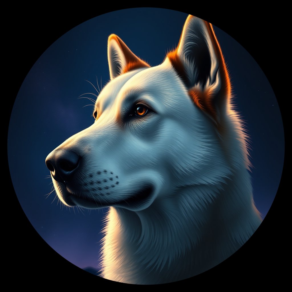 Cosmic medallion portrait of GSl_GT235_GSl_GT235, a Greenland Sledge Dog