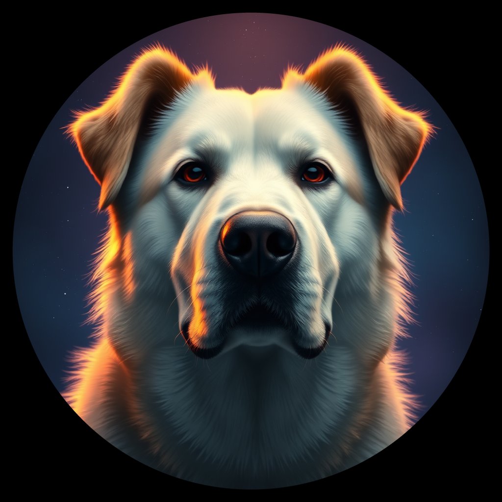 Cosmic medallion portrait of GSl_GT237_GSl_GT237, a Greenland Sledge Dog