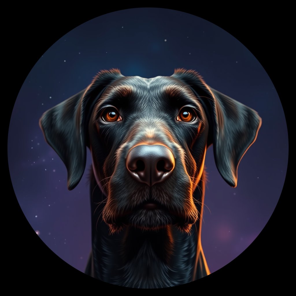 Cosmic medallion portrait of GWHP_GWHP_17B10, a German Wirehaired Pointer